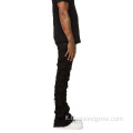 Black Custom Vintage Wash Impletated Jeans Men